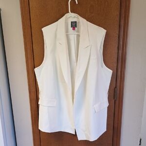 Vince Camuto White Sleeveless Blazer Vest 3x